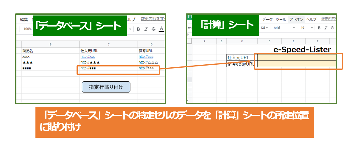 Googleスプレッドシート ワンボタンでdbのデータを所定位置に貼り付ける